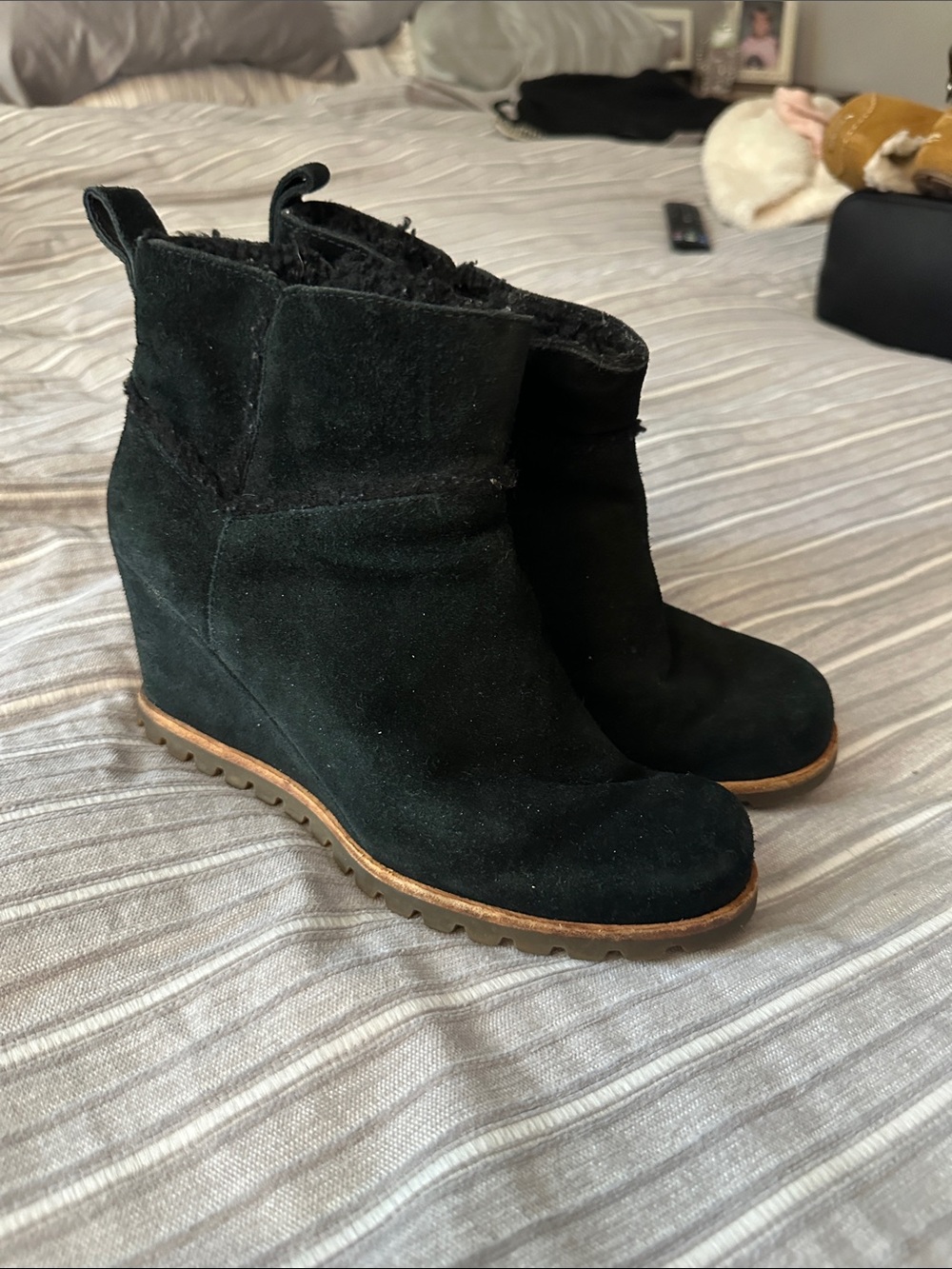 UGG Black Suede Wedge Ankle Boots